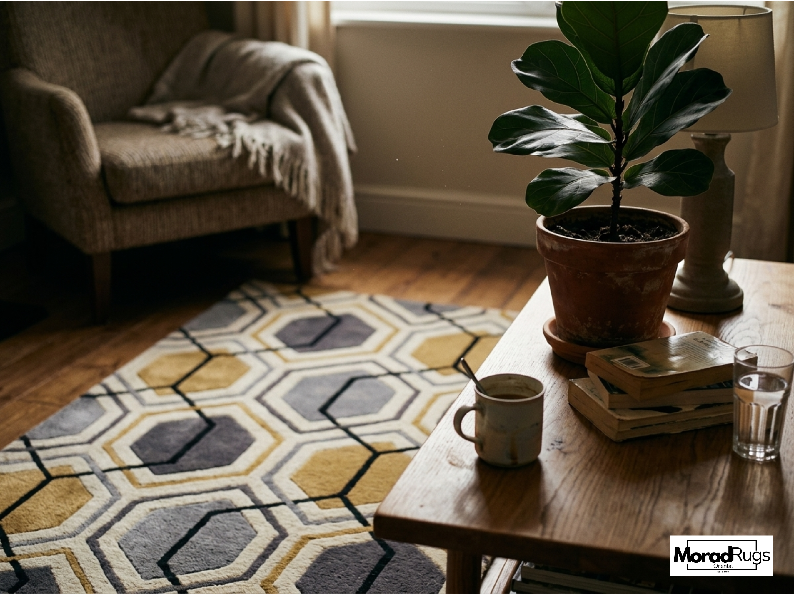 Modern Hexagon Geometric Rug – New Zealand Wool Carpet | Luxury Grey, Gold & Ivory Designer Rug