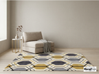 Modern Hexagon Geometric Rug – New Zealand Wool Carpet | Luxury Grey, Gold & Ivory Designer Rug