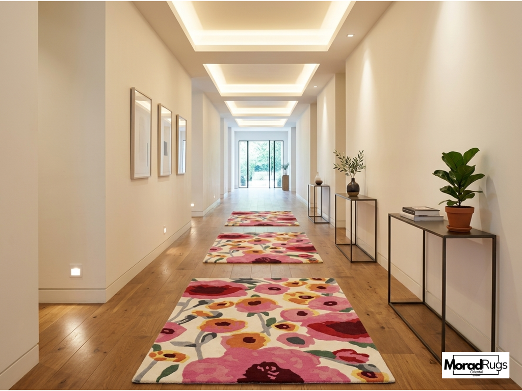 Hand-Tufted New Zealand Wool Rug – Colourful Floral Poppies Area Carpet