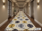 Modern Hexagon Geometric Rug – New Zealand Wool Carpet | Luxury Grey, Gold & Ivory Designer Rug