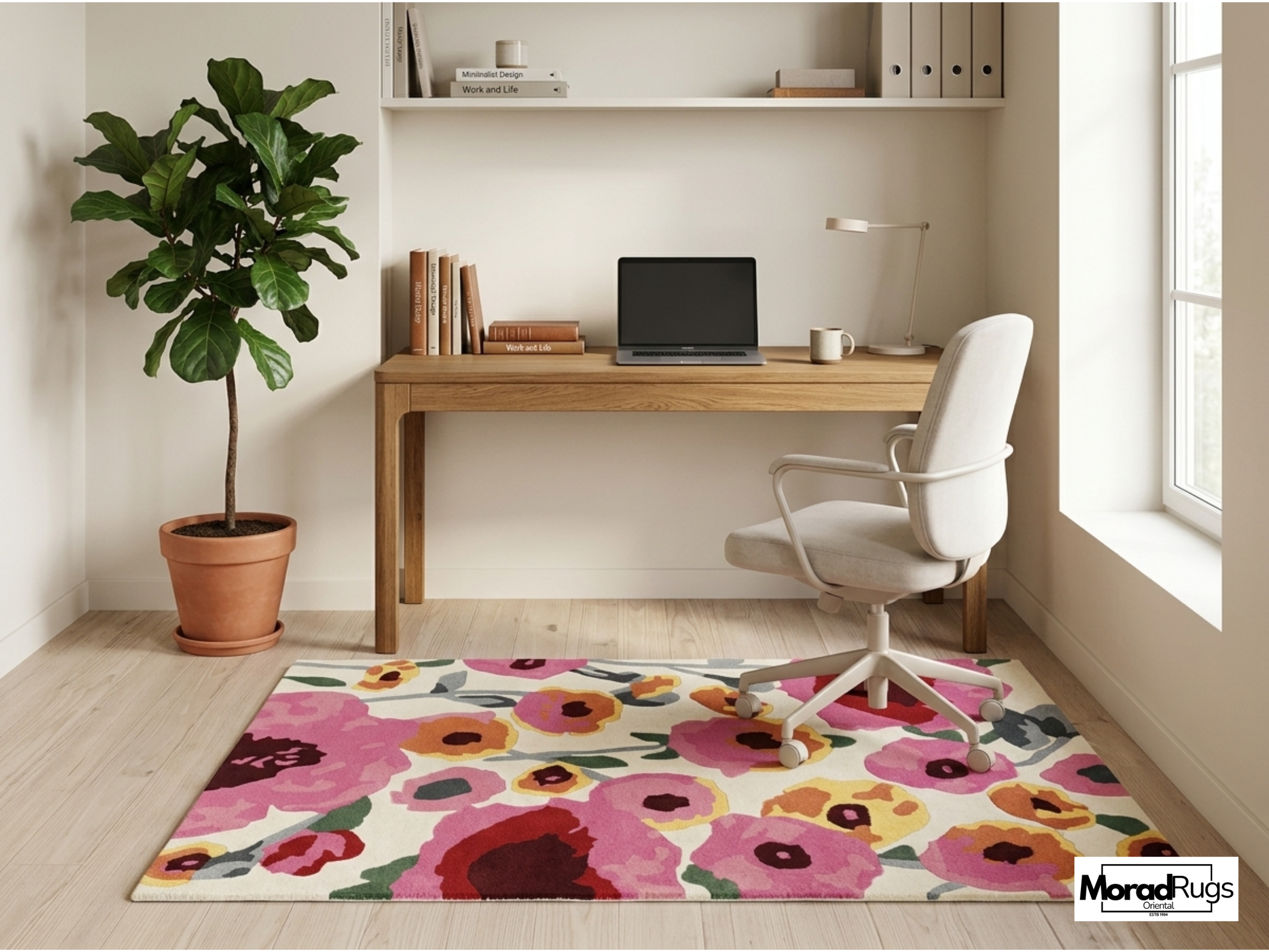 Hand-Tufted New Zealand Wool Rug – Colourful Floral Poppies Area Carpet