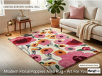 Hand-Tufted New Zealand Wool Rug – Colourful Floral Poppies Area Carpet