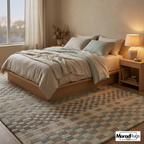 Hand Tufted Neutral Checkered Rug | Minimalist Beige Geometric Carpet