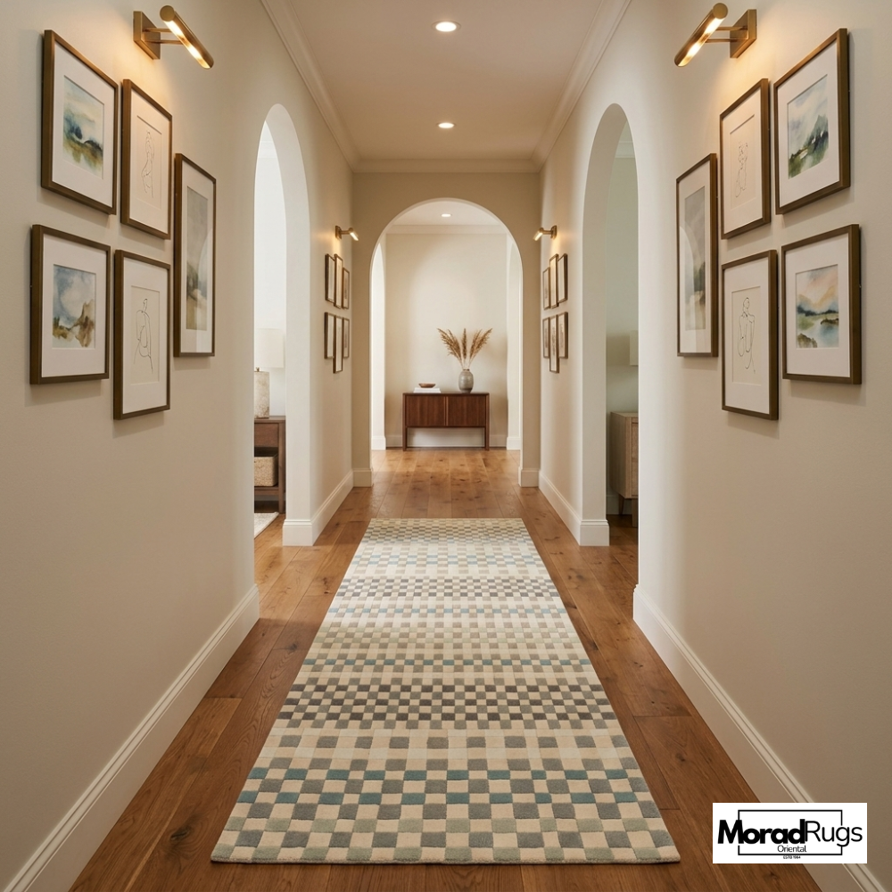 Hand Tufted Neutral Checkered Rug | Minimalist Beige Geometric Carpet