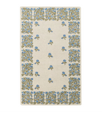 Hand Tufted Floral Rug, Blue Ivory Botanical Carpet, Modern Farmhouse Area Rug